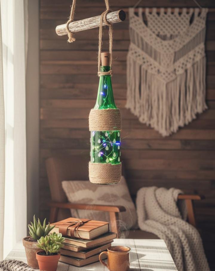 Green Glow reclaimed glass hanging light