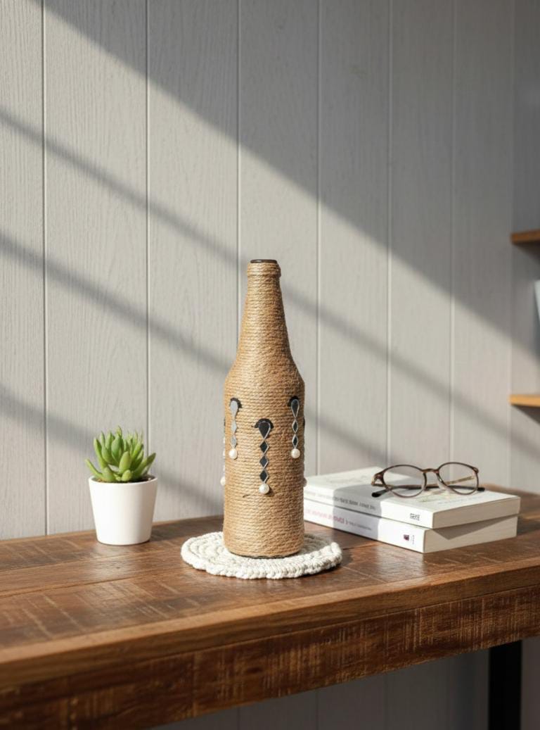 Jute Vessel sculptural bottle accent