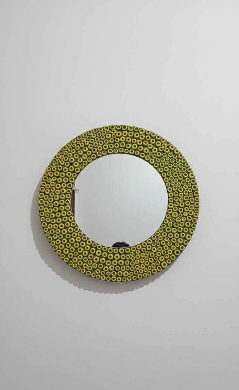 Olive Circuit circular textured mirror