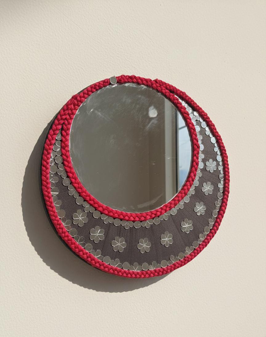 Vermilion Loop handcrafted circular wall mirror